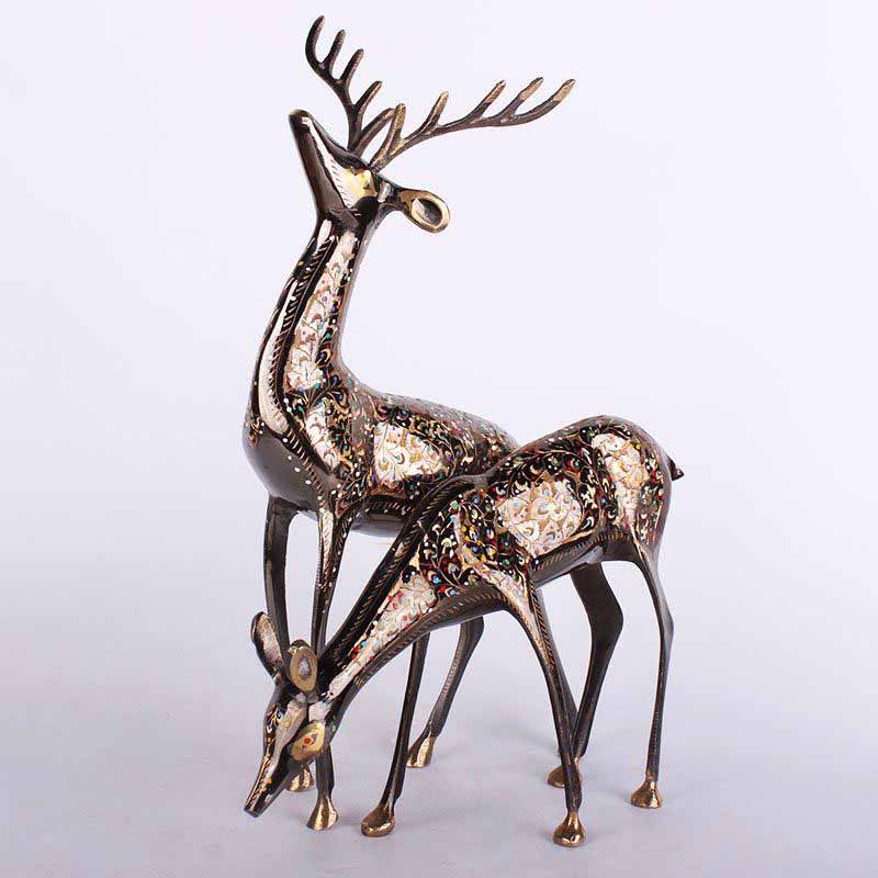 Pair of Brass Deer Decoration Pieces – Bronze