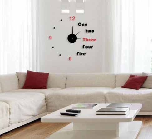 Alphabet and Numbers Acrylic Wall Clock - Black & Red