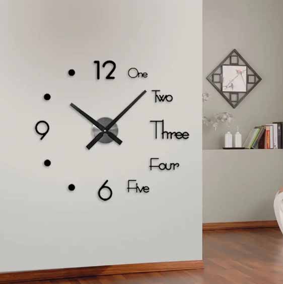 Alphabet and Numbers Acrylic Wall Clock - Black & Red